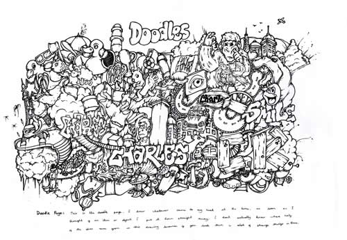 Doodle by Canterbury College, doodle by Charles Robinson, Lainey Duff, Katie Dodd and Alex Brown